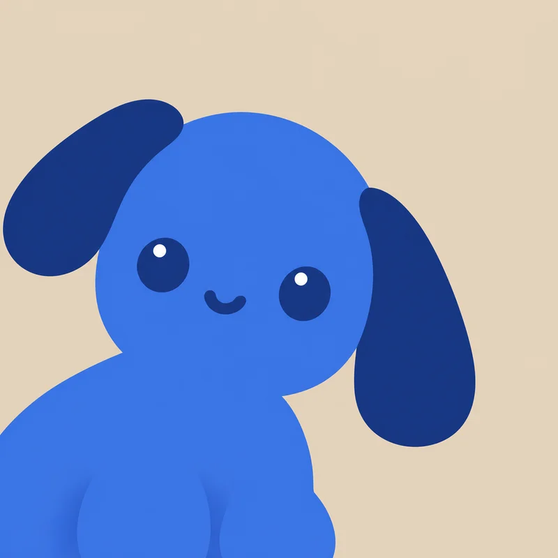 Mascote do Gestor Pet, um cachorro azul sorridente